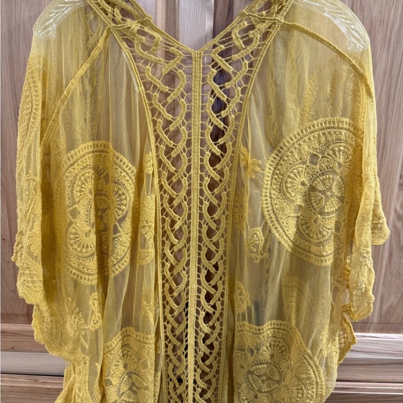 Do Everything in Love Mustard Lace Cardigan Kimono Beach Cover Up One Size - Picture 11 of 13